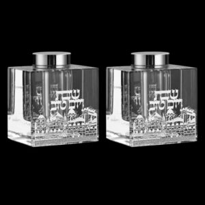 זוג מלחיות קריסטל עיטור כסף